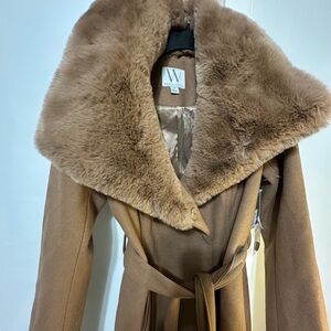 Worthington Tan Teddy Jacket with Faux Fur Collar